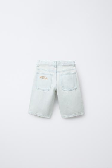WIDE-FIT DENIM BERMUDA SHORTS - Light blue by Zara - Image 1