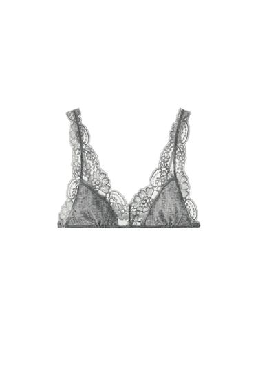 BRALETTE من دانتيل بنقشة POINTELLE - رمادي فيجوريه by Zara