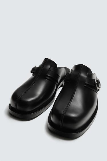 BUCKLED LEATHER CLOGS - Black by Zara - Image 4