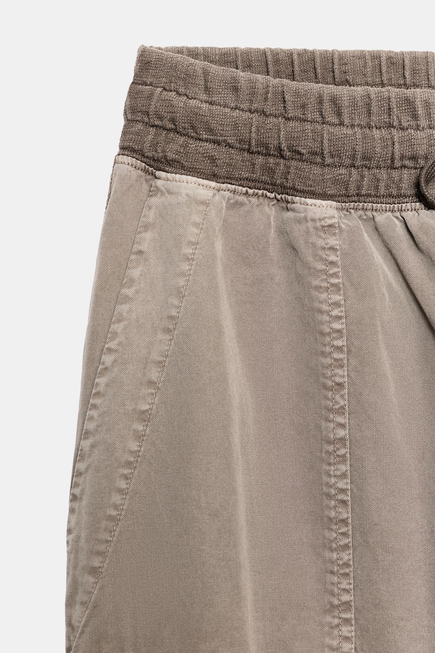 Женские брюки Zara Combined Cargo Jogger, цвет: Коричневый / Серо-коричневый — фото 8