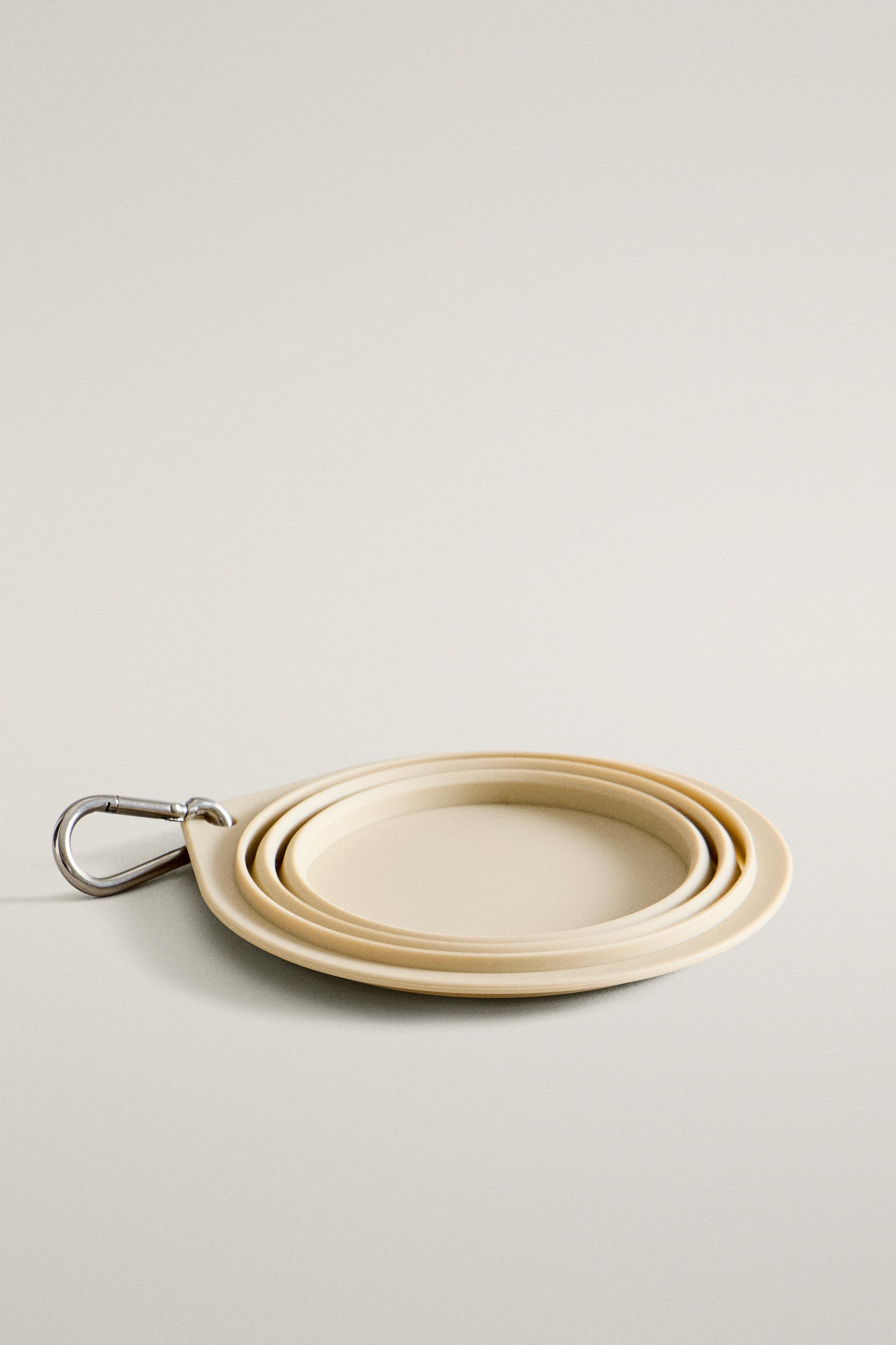 ZARA  スタンド付き ペットボウル 2個セット ペット シリコン製 折りたたみ式 フードボウル - エクリュ | ZARA