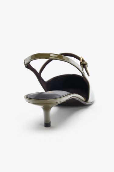 CHAUSSURES OUVERTES À L'ARRIÈRE À BRIDE - Vert kaki de Zara - Image 4