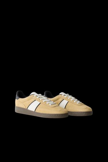 LEATHER SNEAKERS - Mustard by Zara