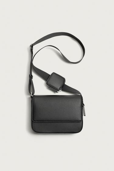 TEXTURED CROSSBODY BAG WITH FLAP - Black by Zara - Image 0