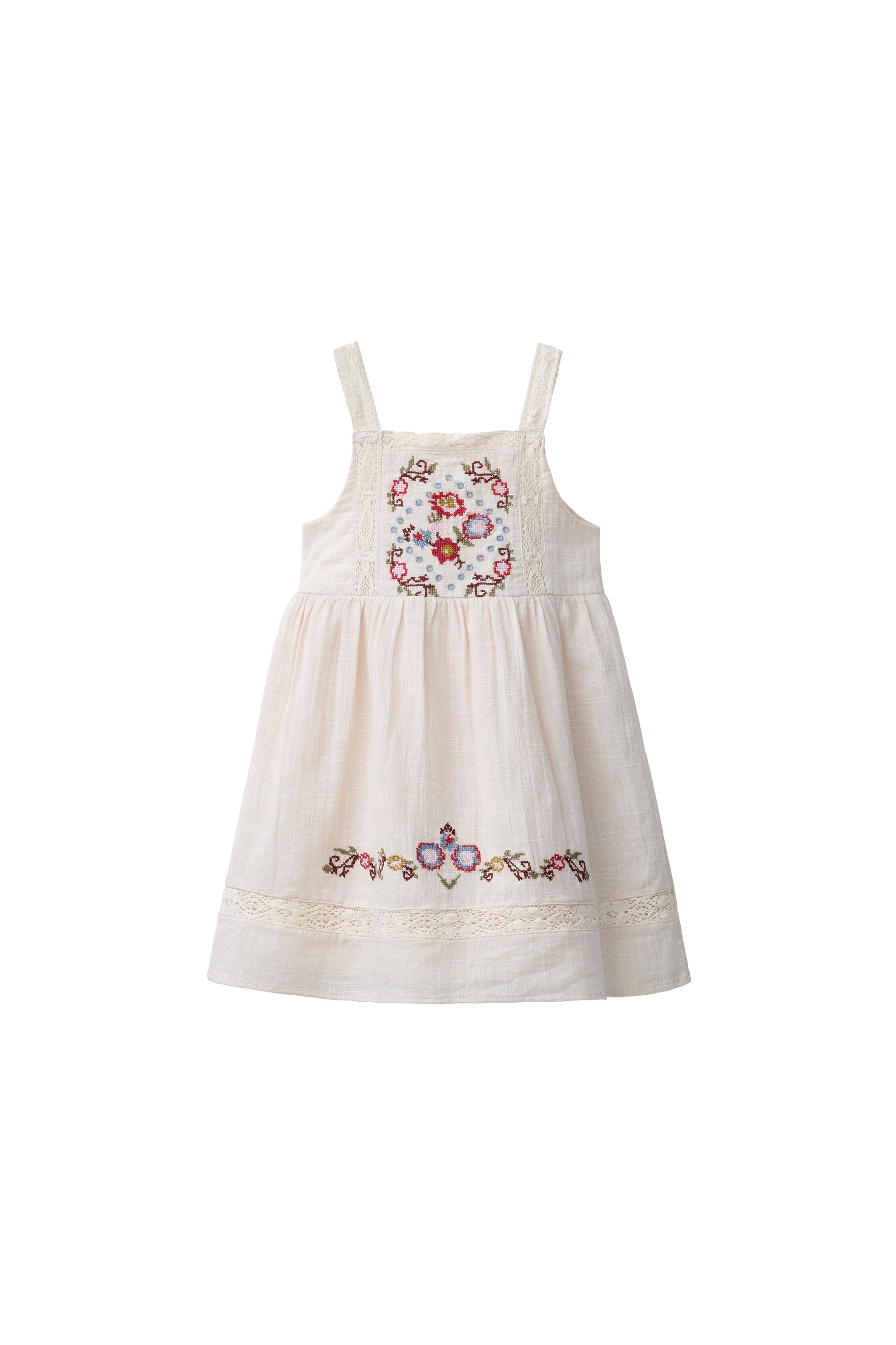 Zara - Cross Stitch Embroidered Dress - Ecru - 1 Years (33,9 Inches) - Kids Zara - Cross Stitch Embroidered Dress - Ecru - 1 Years (33,9 Inches) - Kids