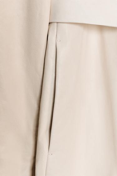 ZW COLLECTION LIMITED EDITION QUILTED LEATHER COAT - Ecru by Zara - Image 7