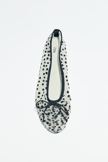 Zara MESH BALLET FLATS WITH BOW - Multi-color