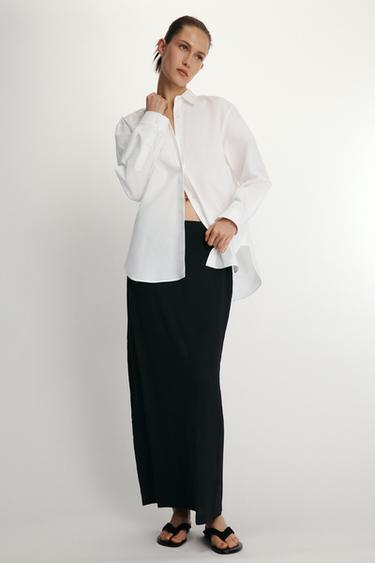 CAMISA LISA POPELÍN ZW COLLECTION - Blanco de Zara