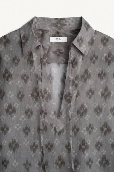 CHEMISE POLO AMPlE 100 % RAMIE - Imprimée de Zara - Image 5