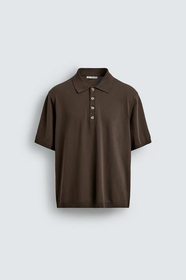 ТРИКОТАЖНОЕ ПОЛО RELAXED FIT — КОРИЧНЕВЫЙ от Zara