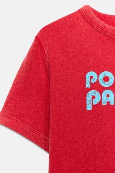 T-SHIRT EFFET DÉLAVÉ INSCRIPTION - Rouge de Zara - Image 5