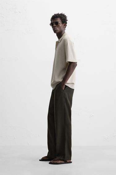 TEXTURED KNIT POLO SHIRT - Beige by Zara - Image 3
