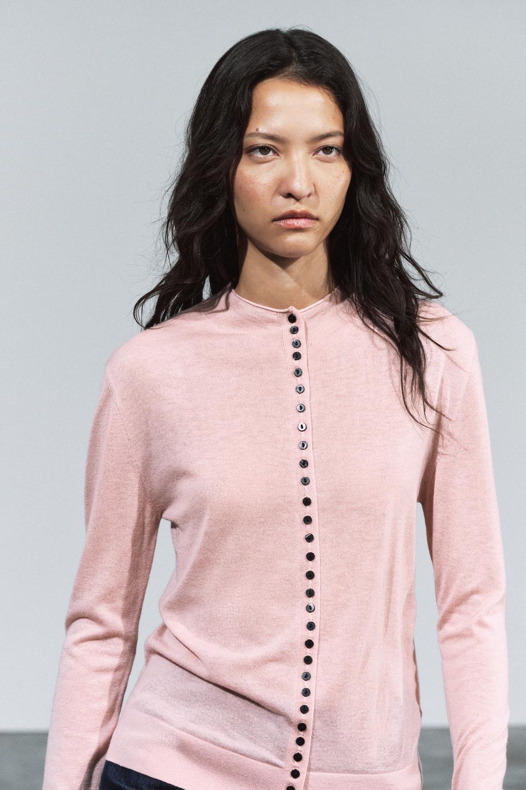FINE KNIT WOOL BLEND CARDIGAN