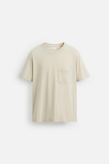 T-SHIRT WITH POCKET - Beige by Zara
