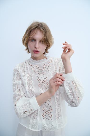 ROMANTIC EMBROIDERED BLOUSE ZW COLLECTION - White by Zara