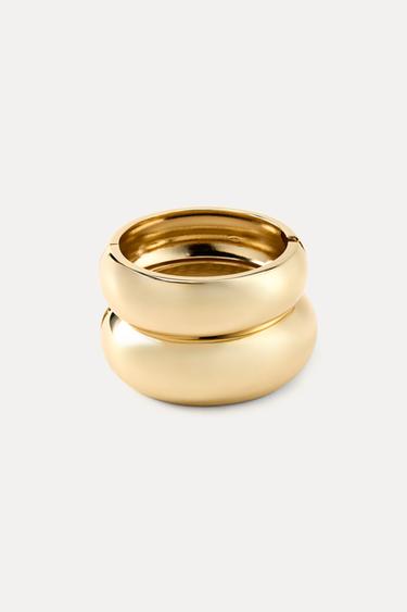 PACK OF 2 EMBOSSED METALLIC BRACELETS - Golden by Zara - Image 2