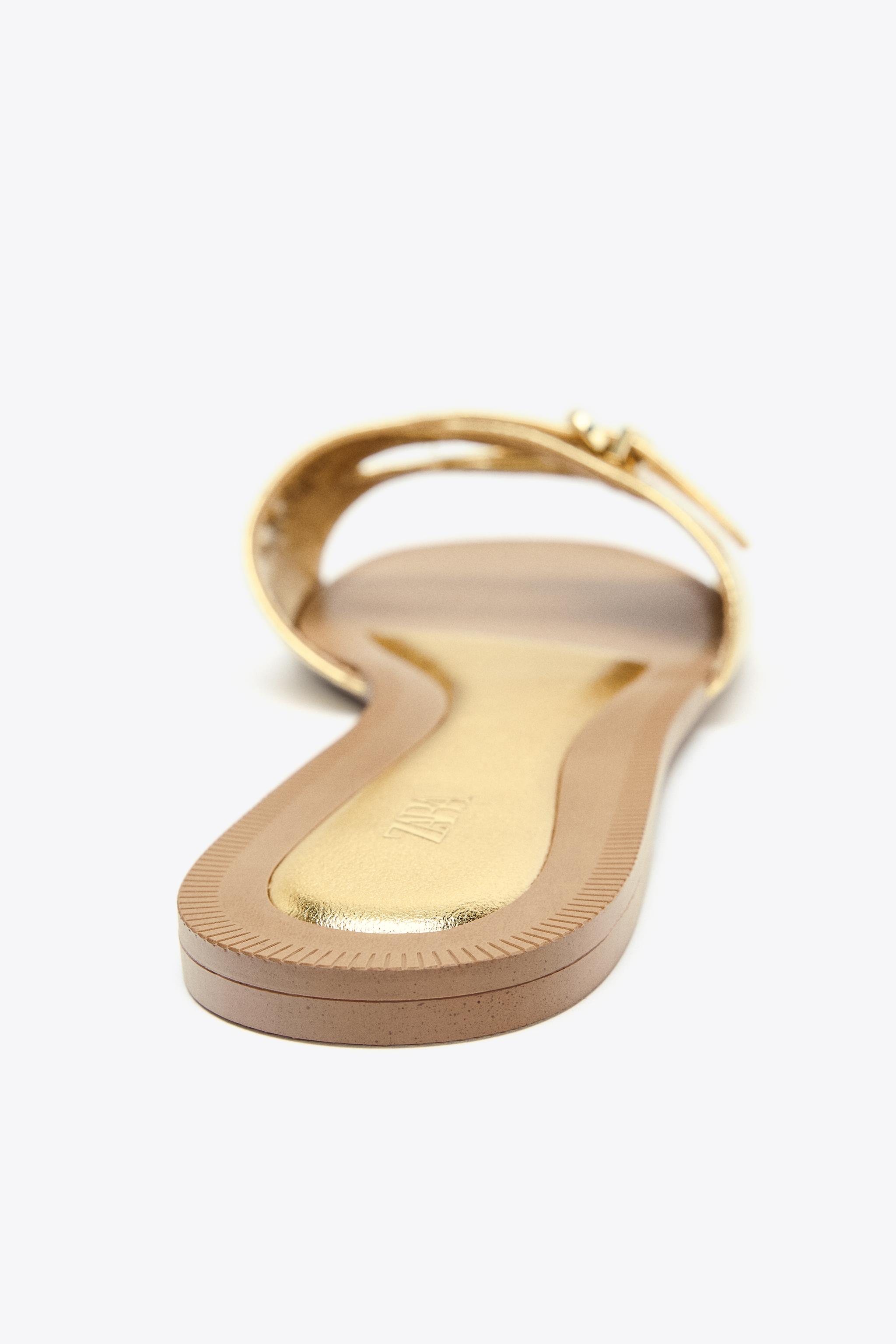 ブランテリア FLAT SANDALS WITH METALLIC DETAIL - Black | ZARA United States