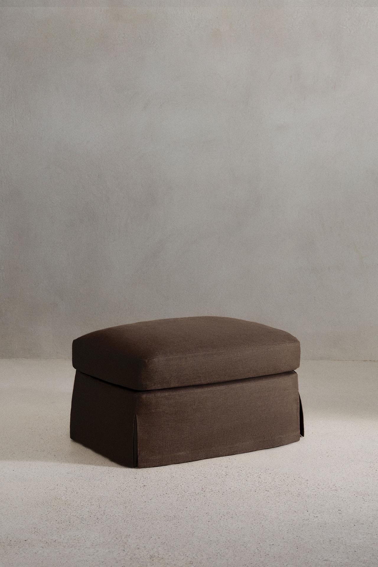 FOOTSTOOL 01 LINEN COVER — Eggplant