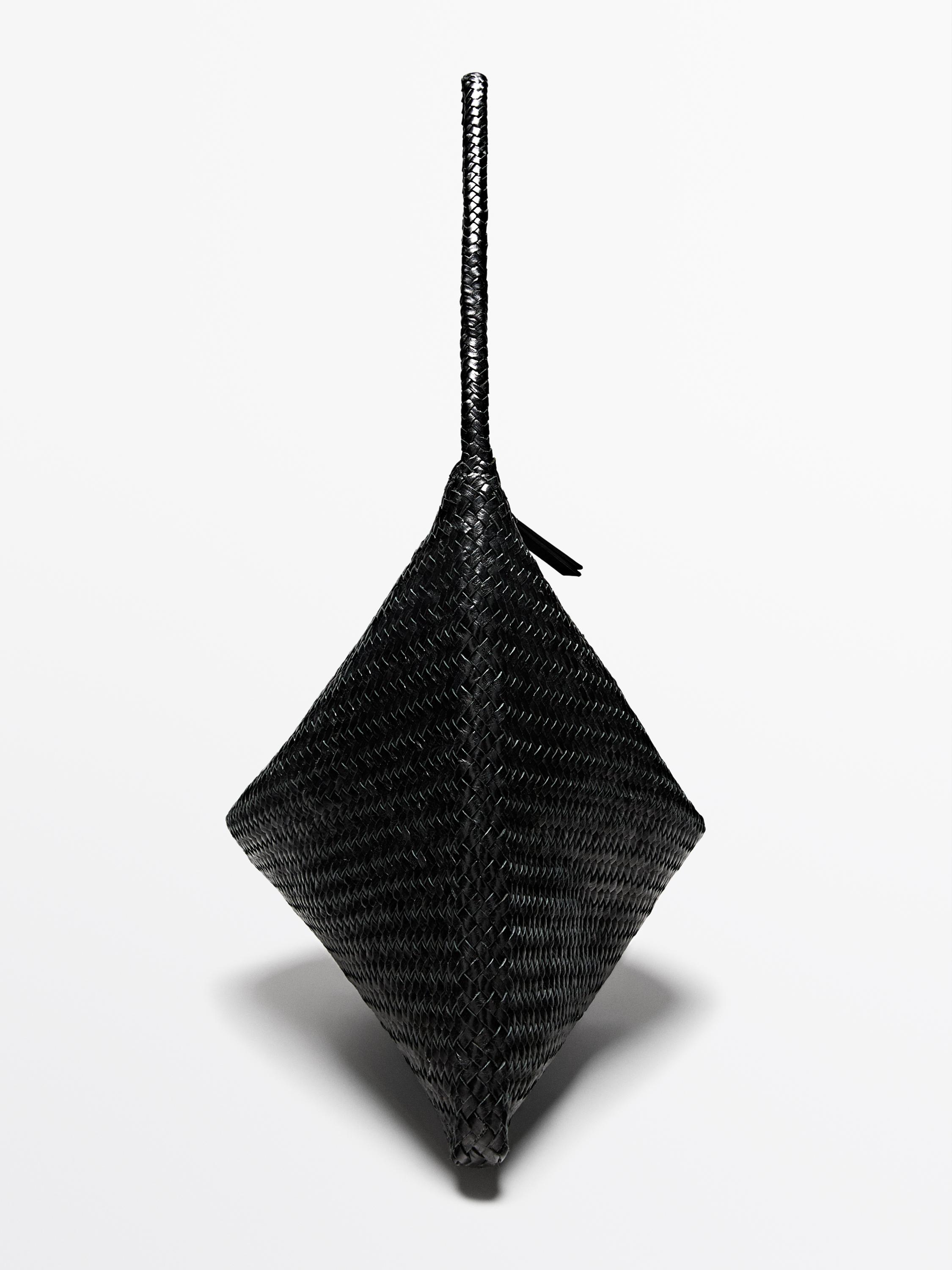 Large woven nappa leather satchel bag