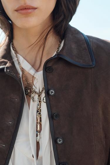 VESTE AJUSTÉE EN CUIR DAIM ÉDITION LIMITÉE - Chocolat de Zara - Image 3