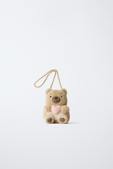 Zara BEAR HEART CROSSBODY BAG - Camel Brown
