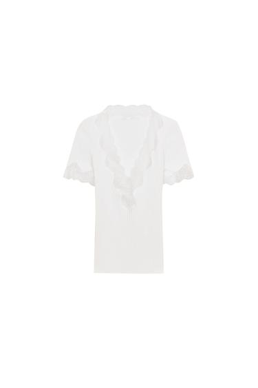 RIBBED LACE T-SHIRT - White by Zara