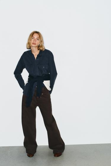 ДЖИНСЫ TRF BAGGY BARREL С НИЗКОЙ ПОСАДКОЙ — КОРИЧНЕВЫЙ от Zara