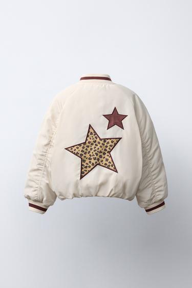 BLOUSON BOMBER À PIÈCES ANIMAL PRINT - Écru de Zara - Image 3