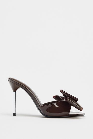 BOW HEELED SANDALS - Burgundy Red by Zara