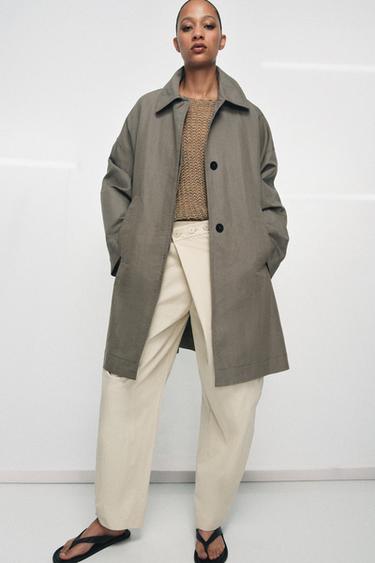 ZW COLLECTION OVERSIZE TRENCHCOAT - Grå Granatrød fra Zara - Billede 0
