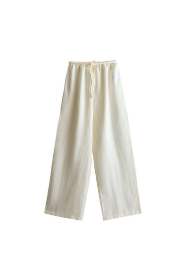 Zara LINEN PANTS - Ecru