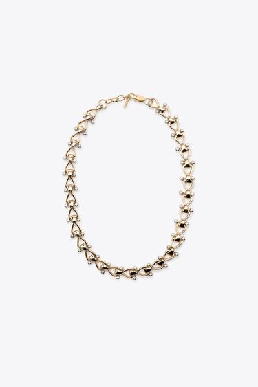 CONTRAST METAL PIECE NECKLACE - Golden by Zara