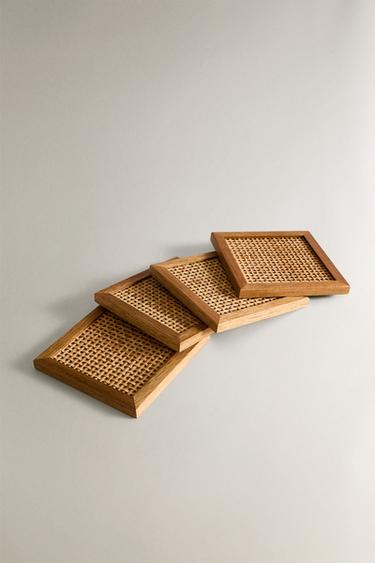 PACK DESSOUS DE VERRE EN BOIS (PACK DE 4) - Marron de Zara - Image 1