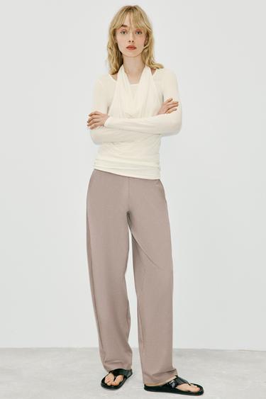 PANTALÓN ALGODÓN TRABILLAS - Visón de Zara - Imagen 0