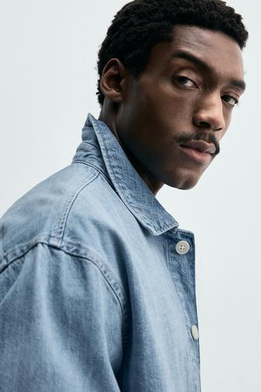 CHEMISE EN JEAN COUPE BOXY - Bleu moyen de Zara - Image 4