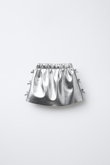 METALLIC SKIRT WITH BOWS - Silver by Zara - Image 1