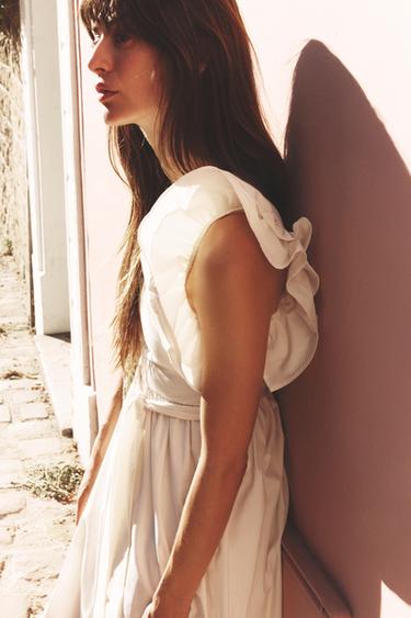 RUFFLED CONTRAST DRESS - Ecru by Zara - Image 4
