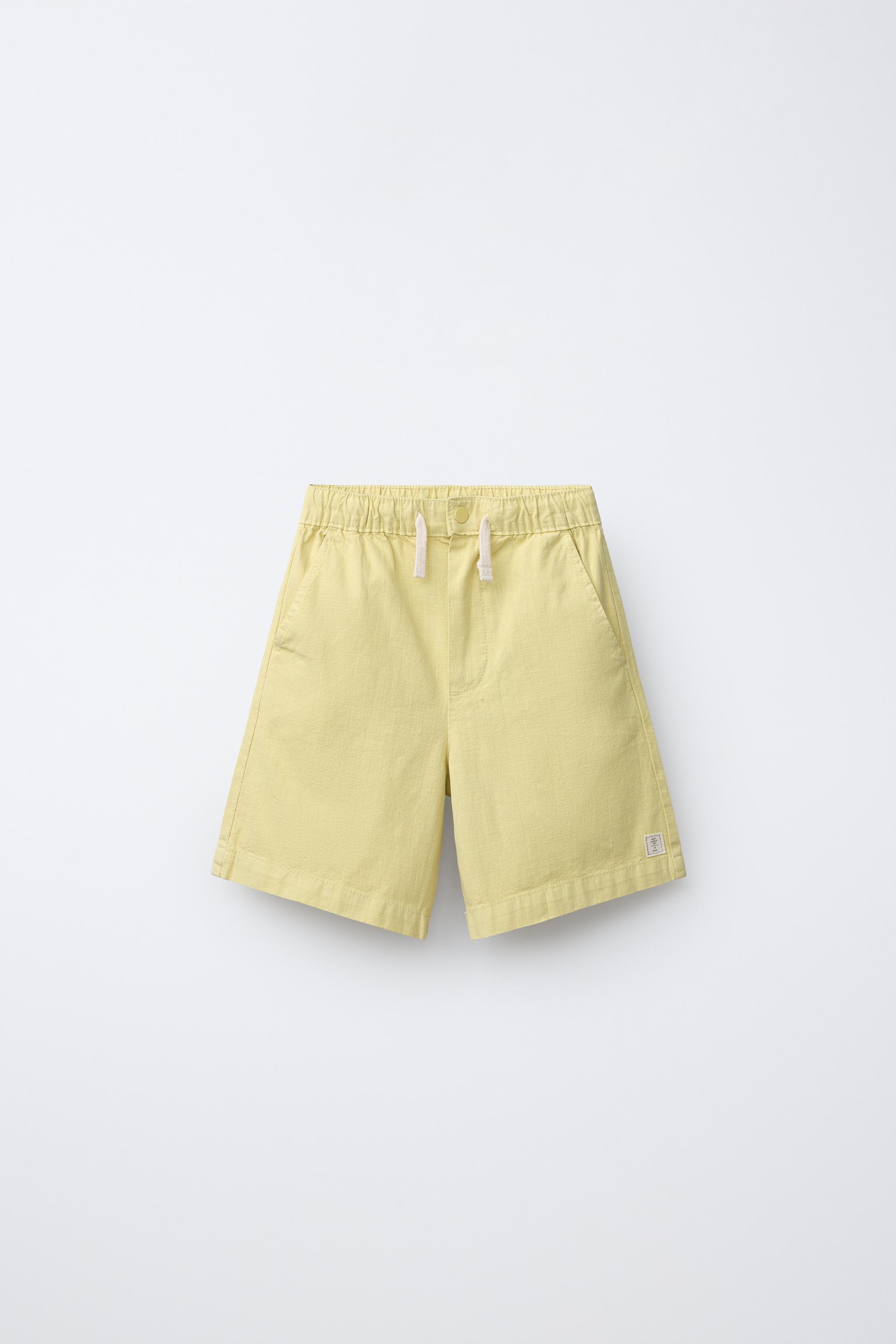 COTTON ELASTIC WAIST SHORTS - Lime green | ZARA United States