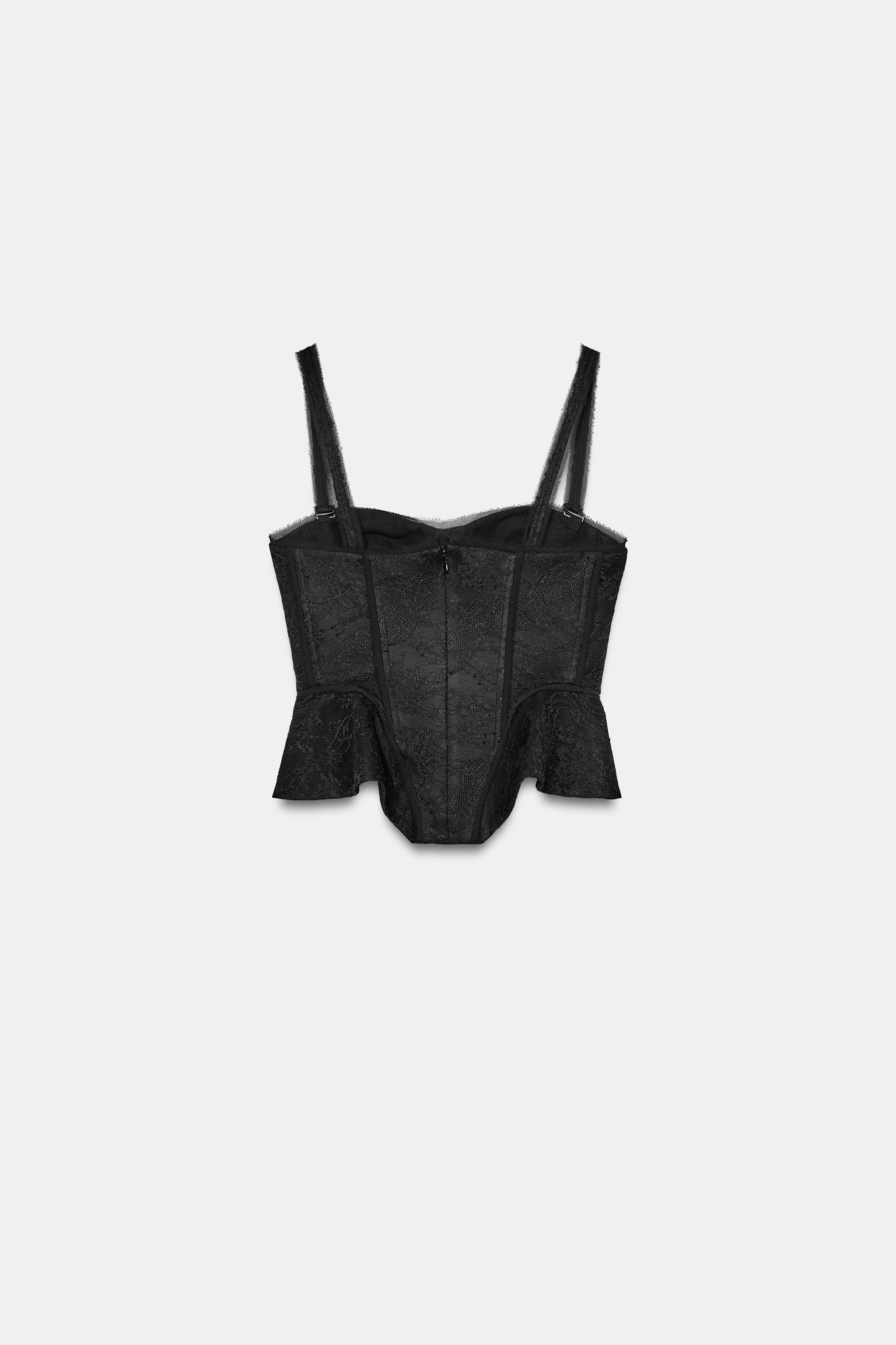 ZW COLLECTION LACE CORSET — Black