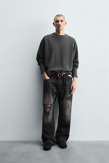 SUDADERA CREWNECK LAVADA - Gris antracita de Zara