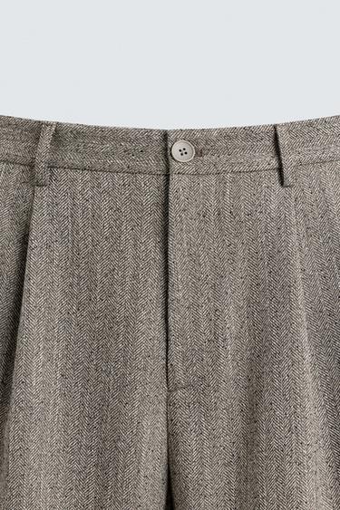 PANTALON STRUCTURÉ À CHEVRON - Beige de Zara - Image 8