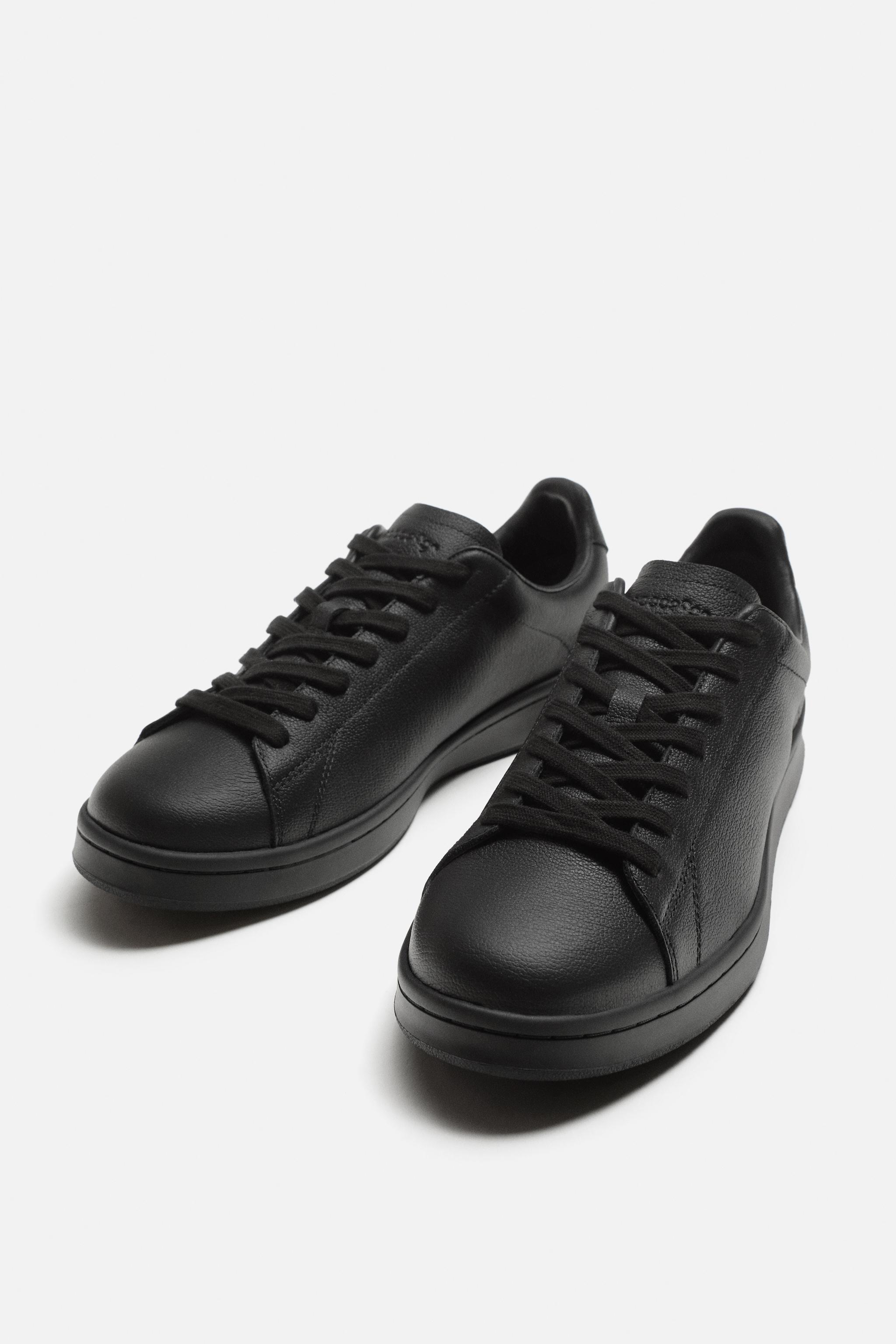 BASKETS EN CUIR Noir ZARA France