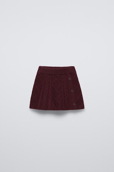 CABLE-KNIT SKIRT - Burgundy by Zara - Image 0