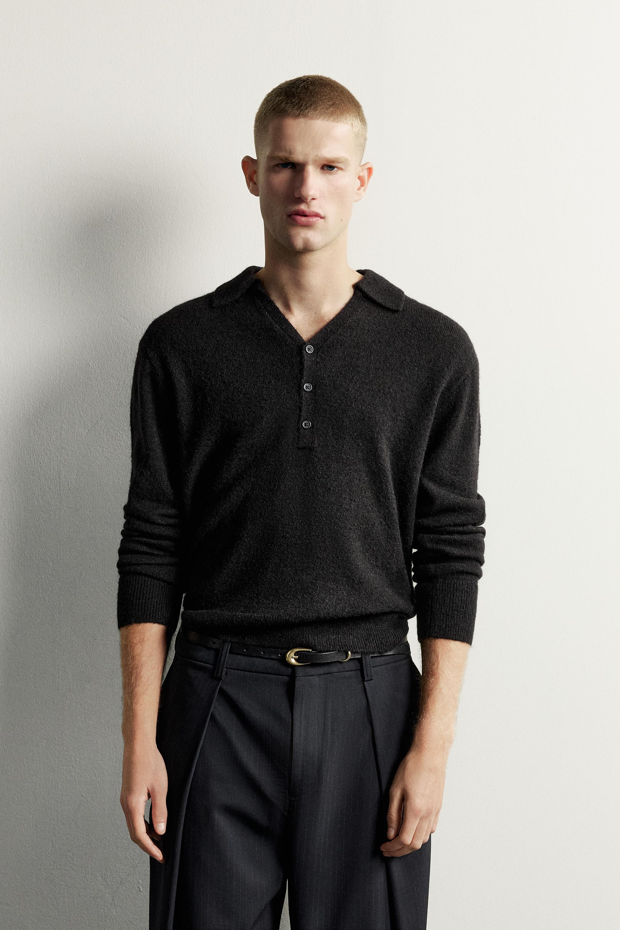 POLO EN MAILLE COL V TEXTURÉ