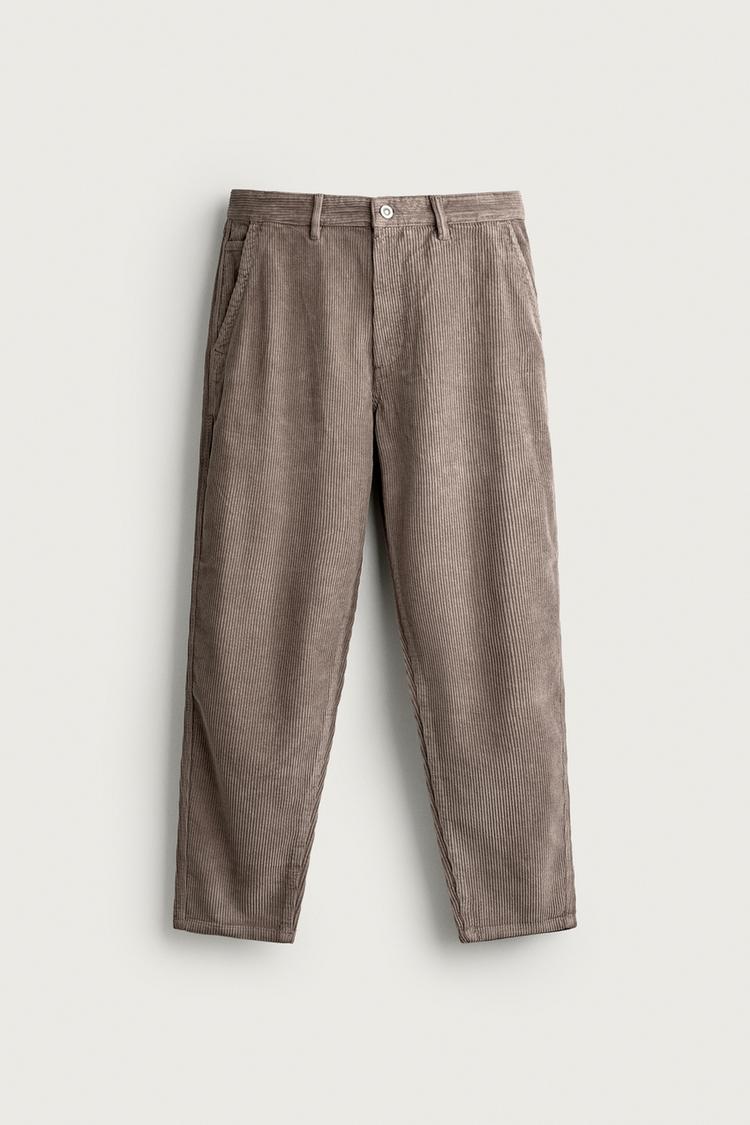 WASHED CORDUROY CARROT FIT TROUSERS