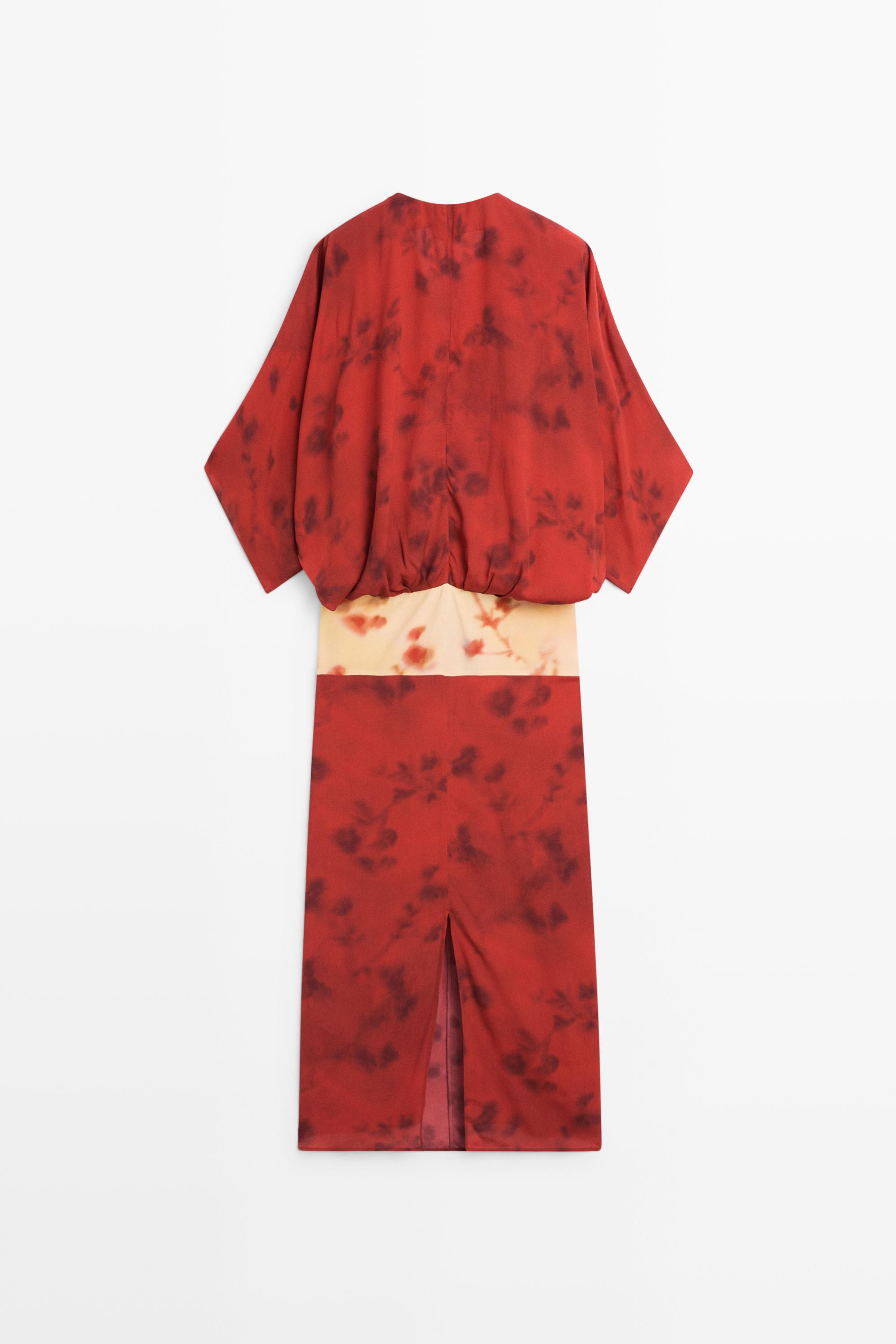 Printed flowing dress with sash detail