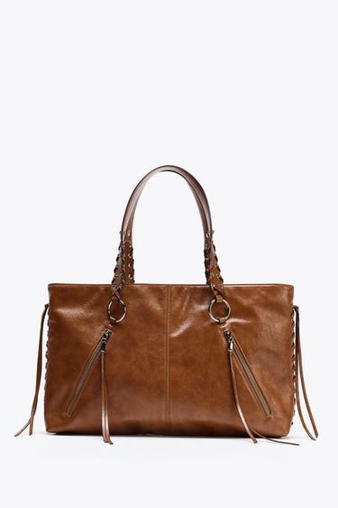 FRINGED SHOPPER - Dark tan by Zara