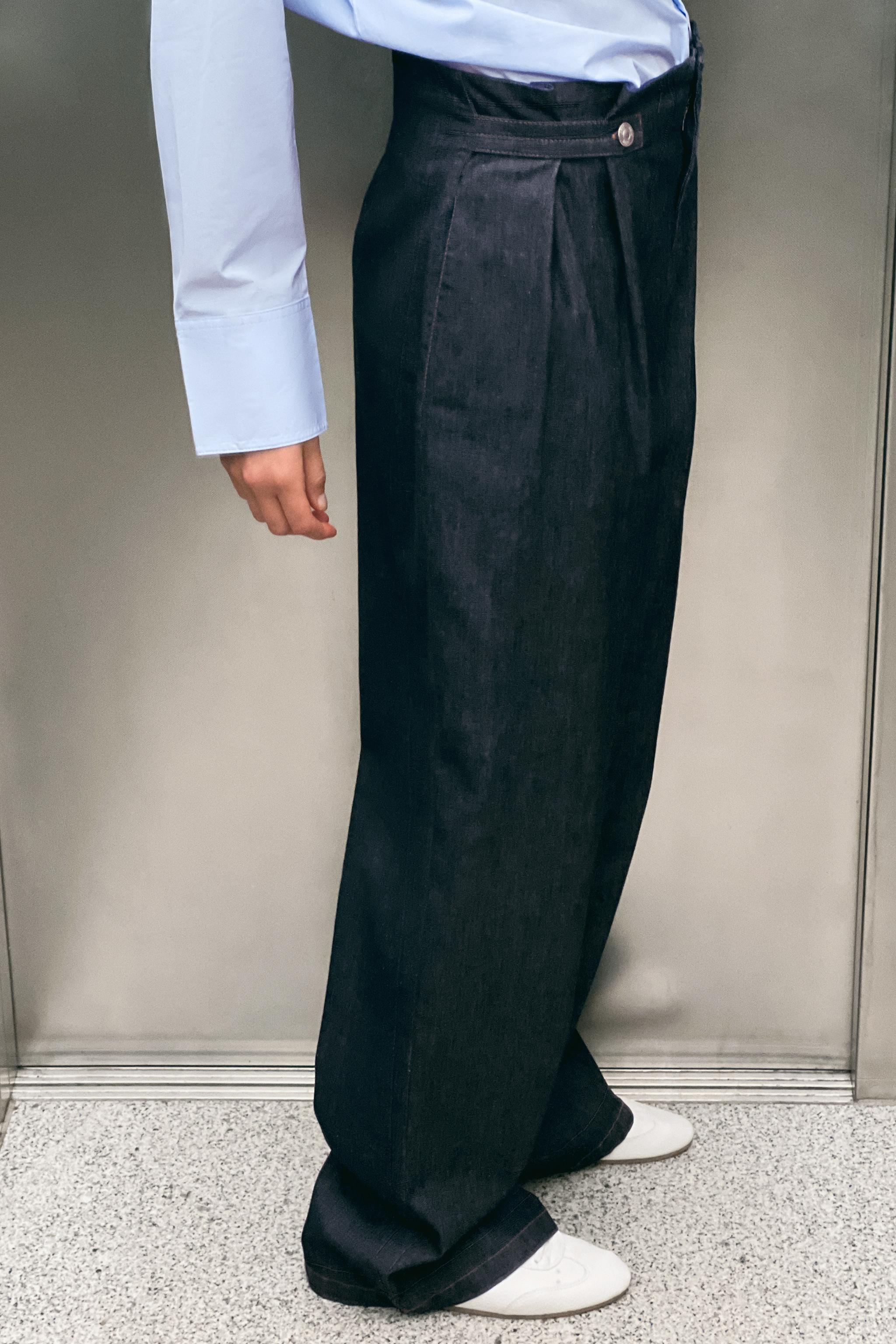 Formal Pants Wide Leg High Waist Simple Daily Office Full Length All Match  Suit Dress Pants For Women - Black