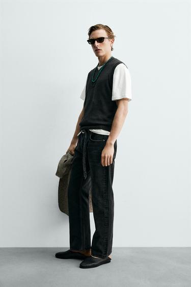 GILET EN MAILLE 100 % LIN AARON LEVINE X ZARA - Chocolat de Zara - Image 3