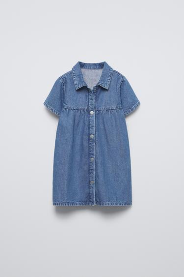VESTIDO DENIM BORDADOS - Azul medio de Zara